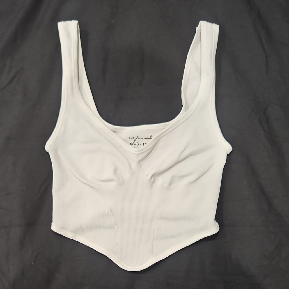 ⭐️Urban Outfitters White Ribbed Scoop Neck Crop Tank⭐️XS/S